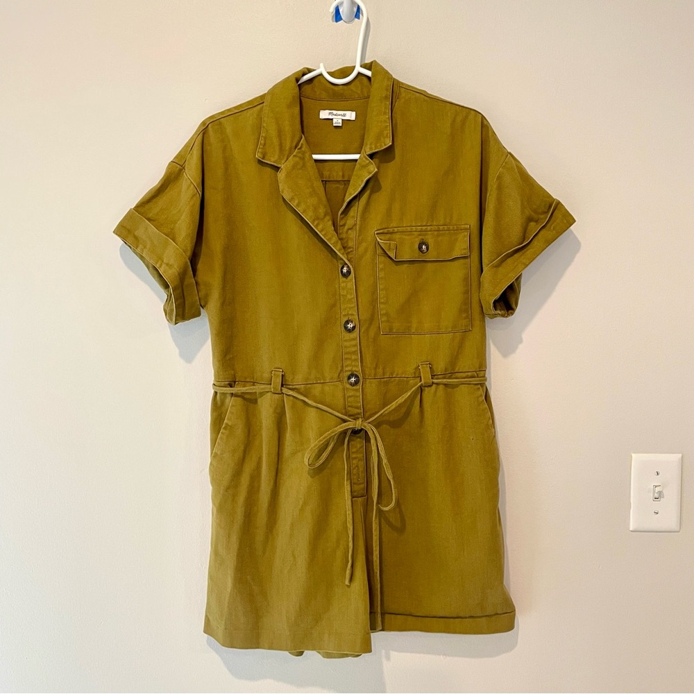 Madewell Olive Belted Utility Jumpsuit Size S